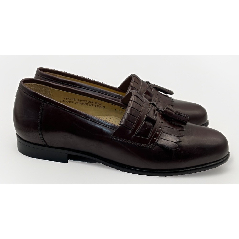Stacy Adams Kiltie Tasseled Burgundy Leather Loafers Mens Size 8.5 W